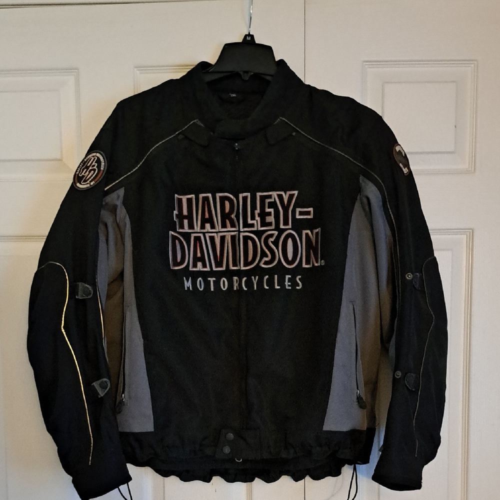 Harley-Davidson Black and Gray Motorcycling Jacket with Logo